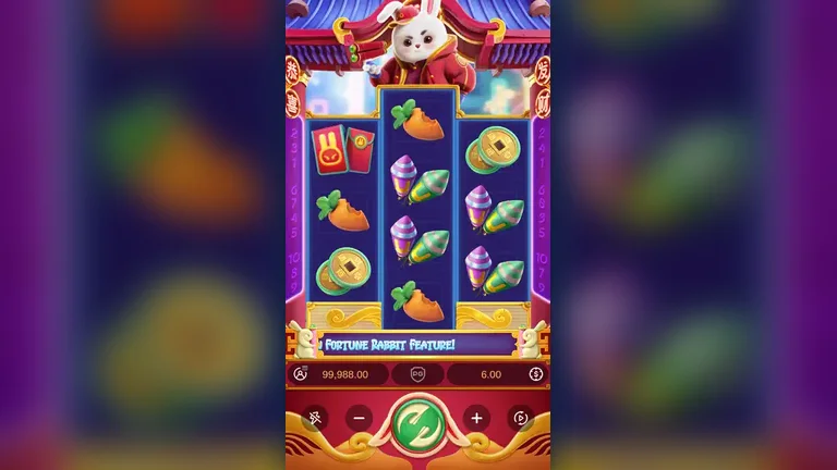 Fortune Rabbit free demo - the 3-4-3 base game board from our logged session