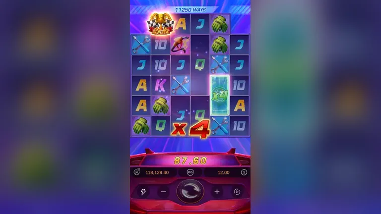 Speed Winner base game near the session balance peak with an x4 multiplier tile on the reels