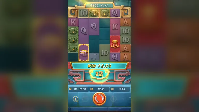 Treasures of Aztec base game board at the session close, balance 113,120.80
